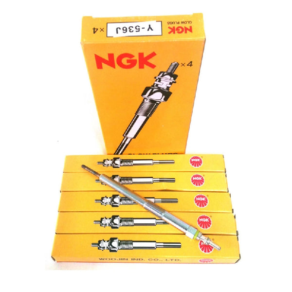 NGK Y536J Glow Plug Set(5pcs) for Ssangyong Actyon, Actyon Sports, Kyron, 6641590001, 6651590001, 6651590201